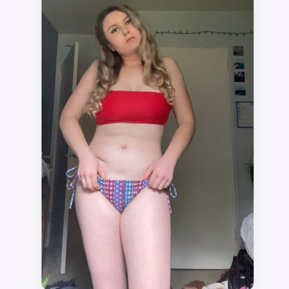 strapless red bikini top